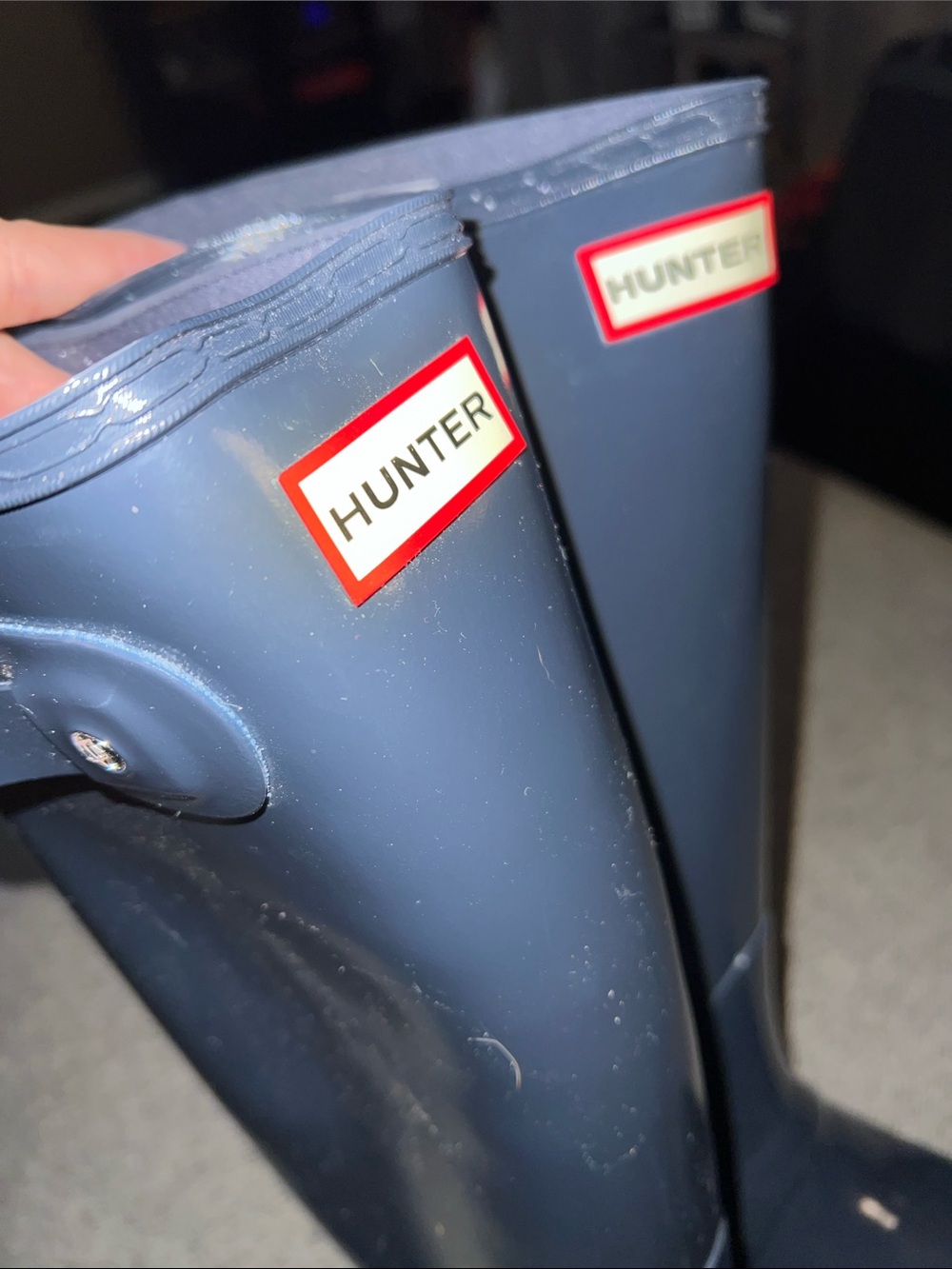 Hunter Tall Rain Boots in Navy with Red Logo Trim NWOT 7 - Picture 13 of 13